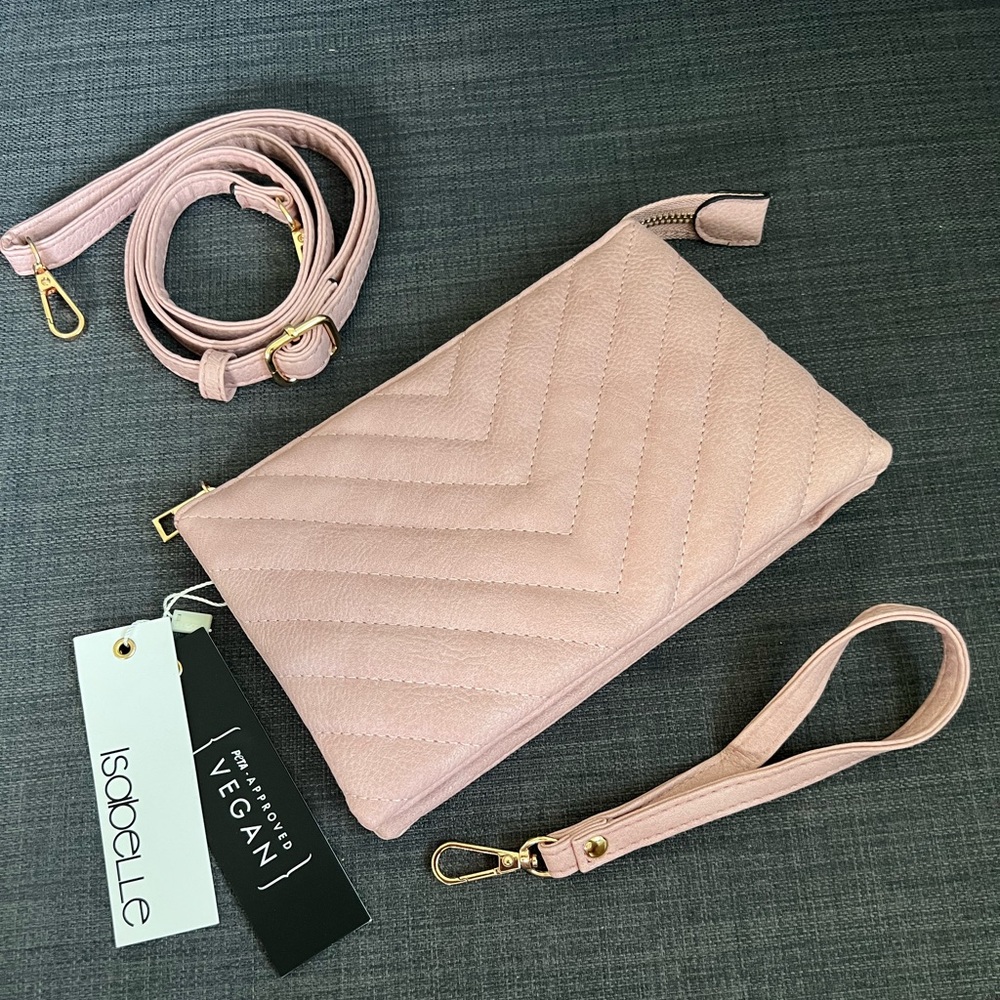 NWT ISABELLE VEGAN CROSSBODY BAG WRISTLET CLUTCH